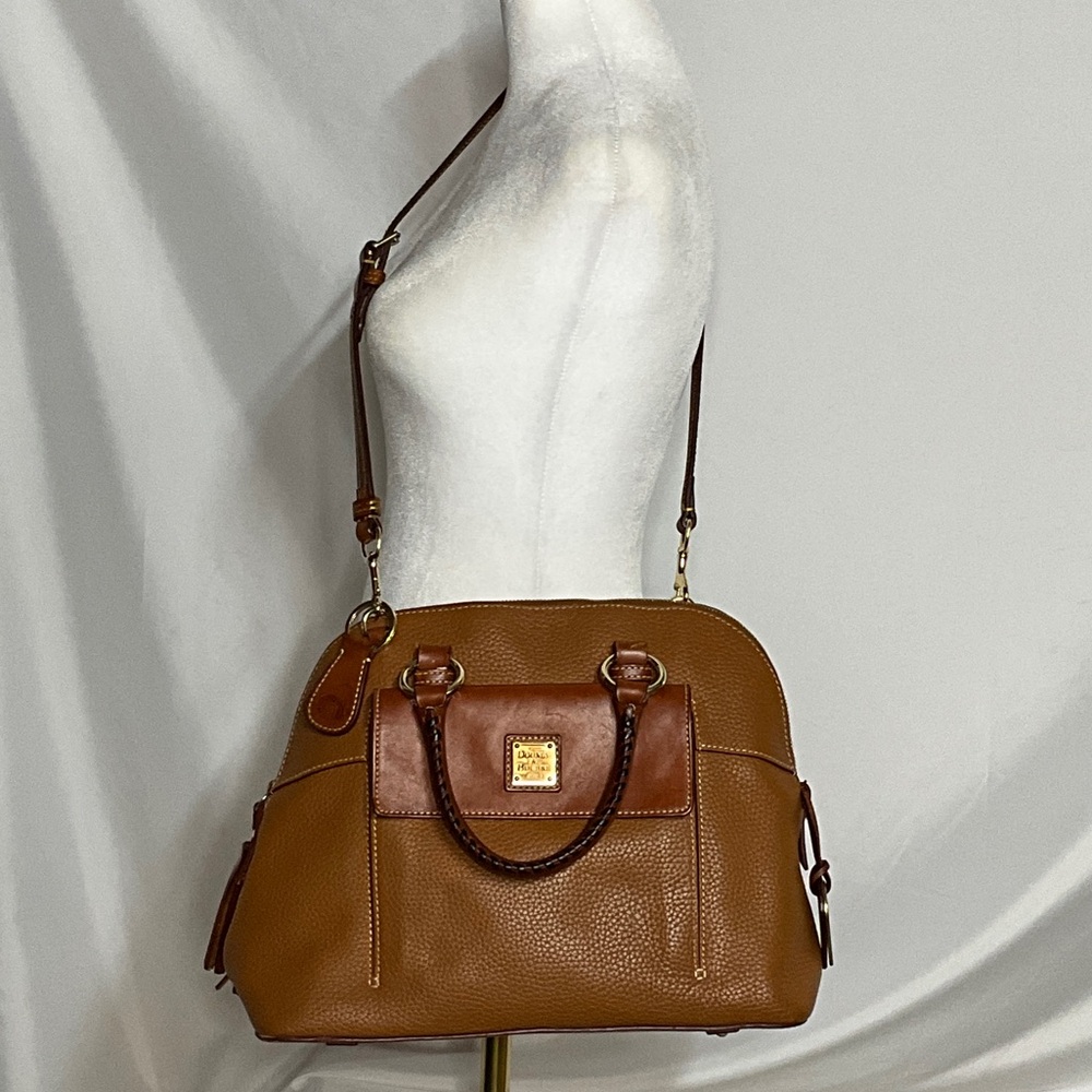 Dooney & Bourke Aubrey Pebble Leather Satchel / Shoulder Bag & Wallet, Caramel - Picture 4 of 16